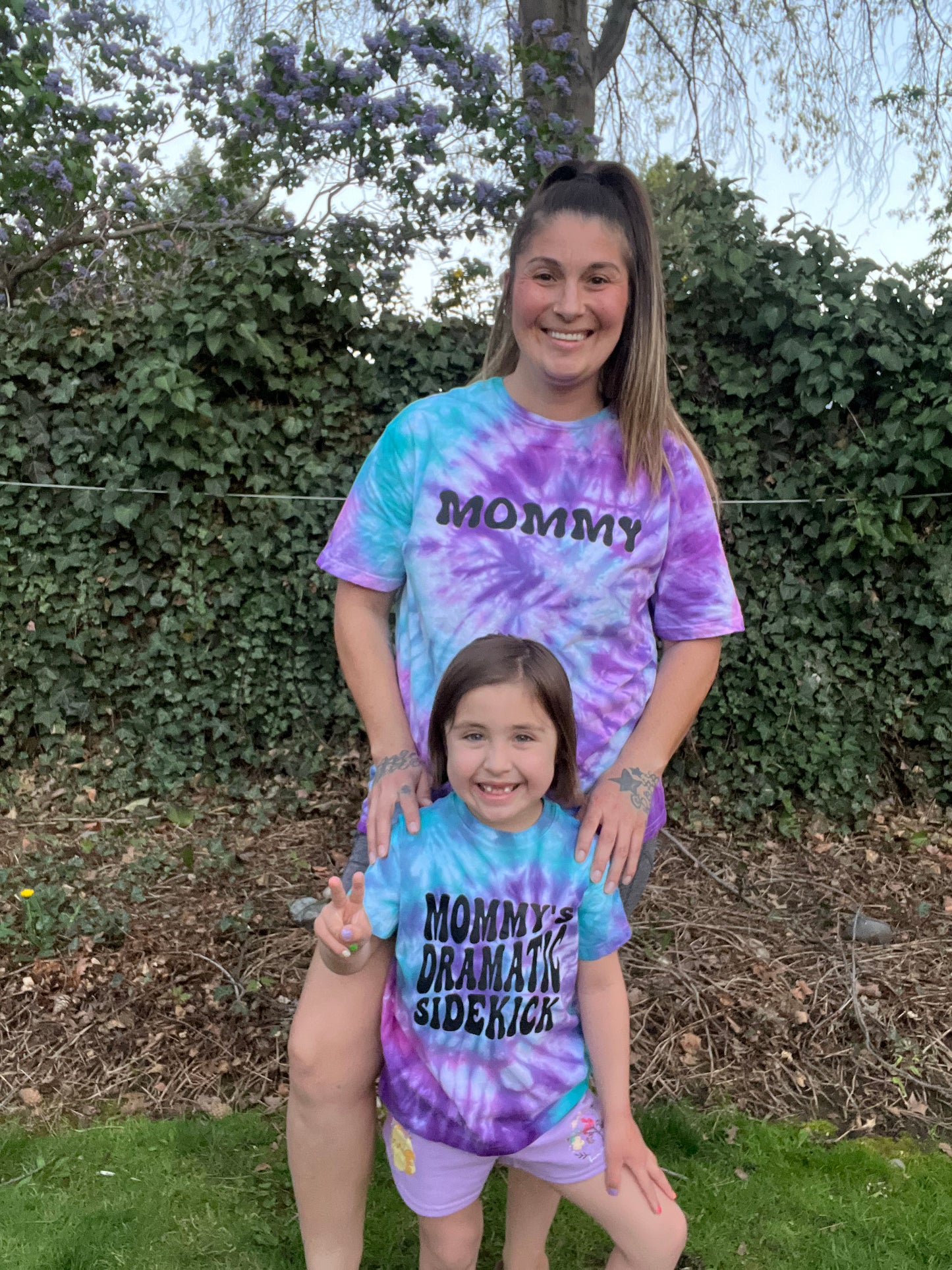 Mommy's Dramatic Sidekick Purple Pixie Tie-Dye T-shirt