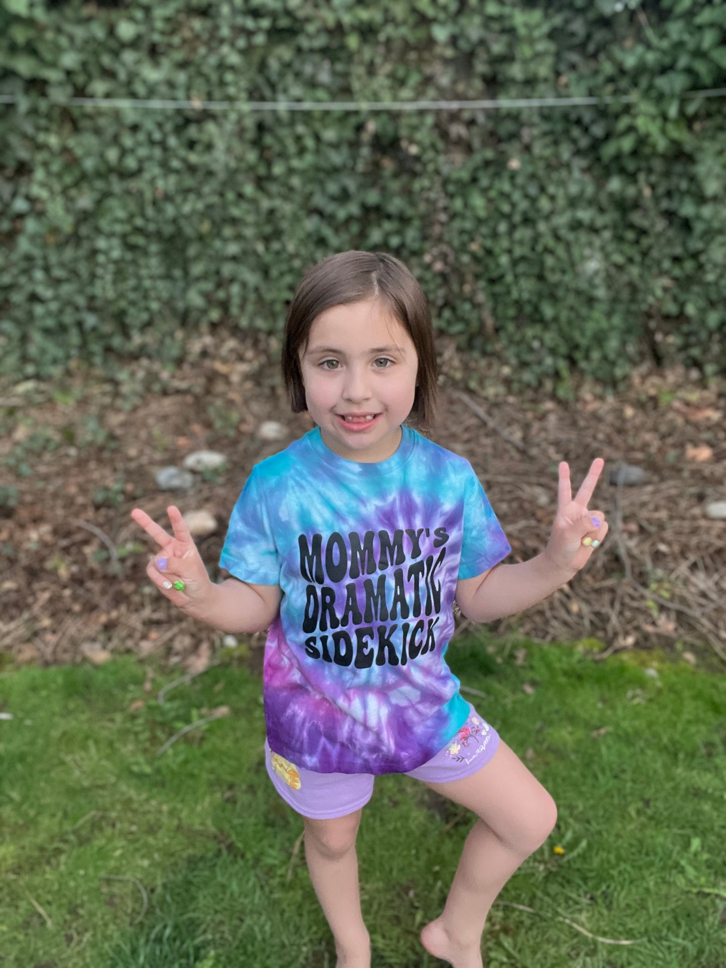 Mommy's Dramatic Sidekick Purple Pixie Tie-Dye T-shirt