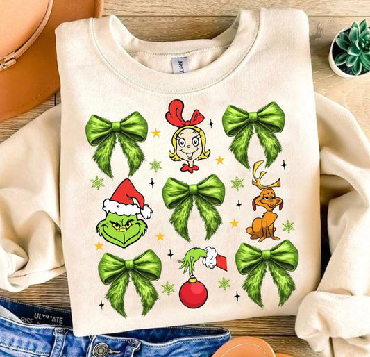 Grinch Green Bows Sweater