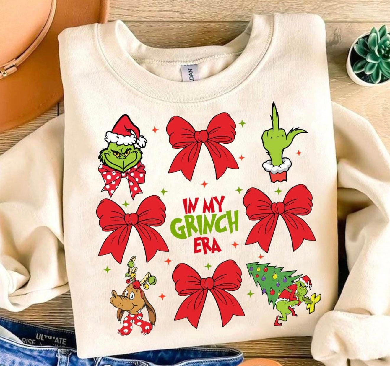 Grinch Red Bows Sweater