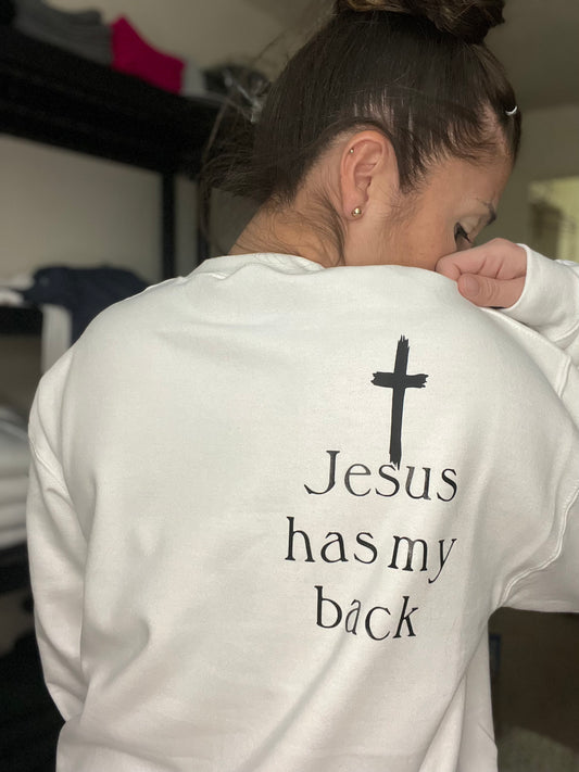 Jesus Has My Back Unisex Multi-Color Crewneck Sweater